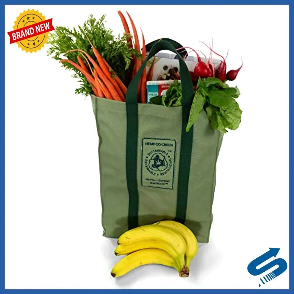 Heavy Duty Hemp Canvas Reusable Shopping Bag Eco-Friendly Durable Tote